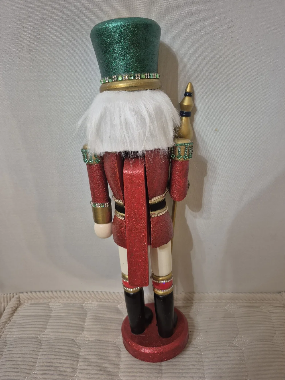 Festive Green & Red Nutcracker Soldier Holiday Figurine